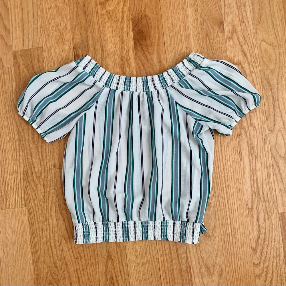 Off the shoulder stripped cropped top
